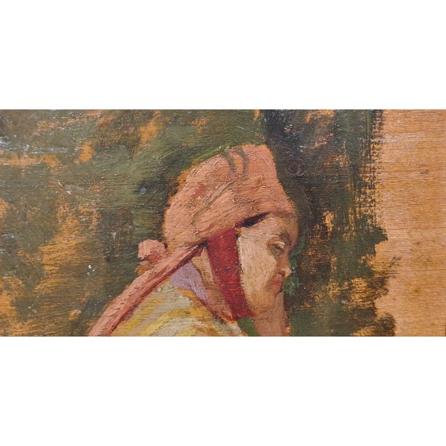 Eugenio Cecconi, Seated Figure, 1842, Oil on Panel, Framed For Sale - Image 10 of 12