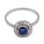 Contemporary Early 20th Century Art Deco Inspired Sapphire Diamond Cluster Platinum Ring, Size 7.5 For Sale - Image 3 of 6