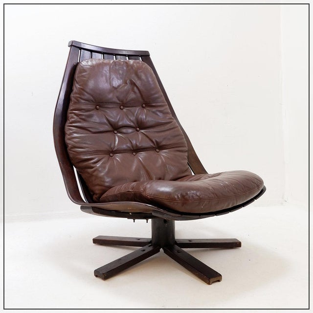 Vintage Swivel Lounge Chair by Hans Brattrud for Hove Möbler, 1970 For Sale - Image 16 of 16