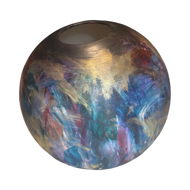 An exceptional large signed studio art pottery globe-form vessel attributed to Byron & Alyse Sanders, created during the...