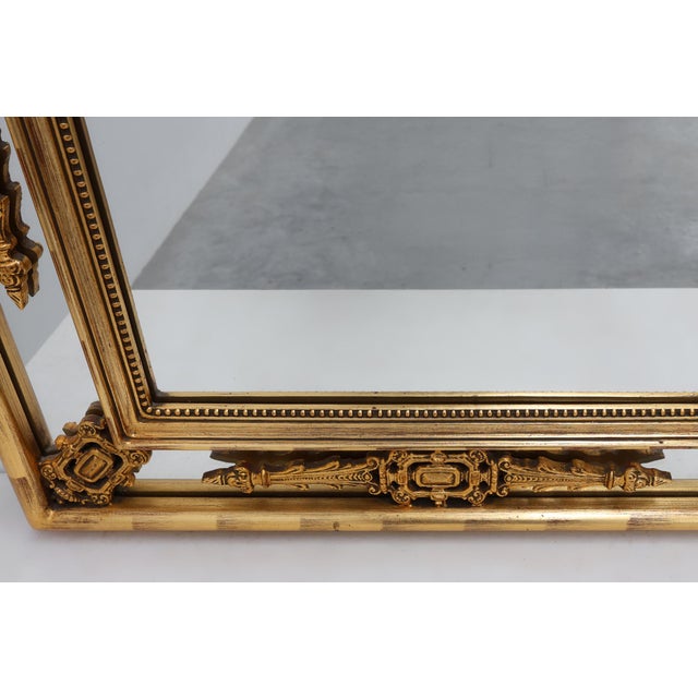 Louis XVI Style Gilt Mirror with Laurel Wreath Crest, Belgium, 1950s For Sale - Image 6 of 12