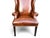 Pair of Vintage Cognac Leather Wingback Chairs With Louis XVI–Style Fluted Legs For Sale - Image 11 of 11