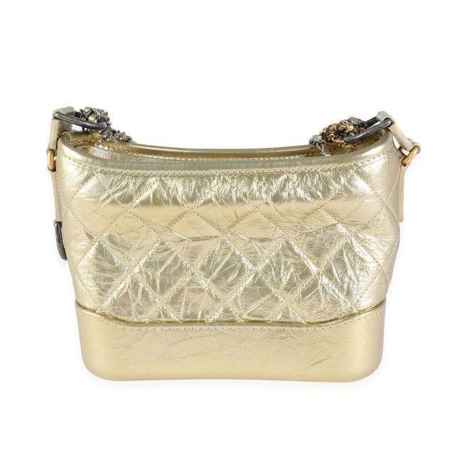 Contemporary Gold Quilted Calfskin Small Gabrielle Hobo For Sale - Image 3 of 8