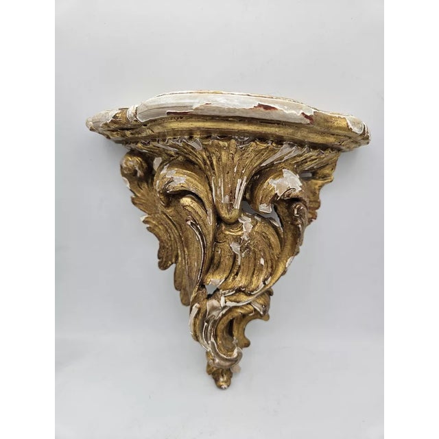 C1790-1810 French Louis XV Rococo Form Gilt Wood/ Gesso Wall Consoles/ Wall Display Brackets/ Shelves a - Pair For Sale - Image 10 of 12