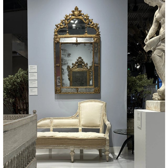 18th C. French Marginal Glass Louis XIV Gold Leaf Mirror From Private Collection For Sale - Image 11 of 12