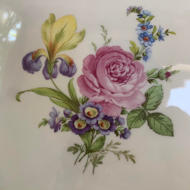 Vintage Square Serving Plate crafted in Bavaria, West Germany by the renowned Lindner porcelain manufacturer. It features...