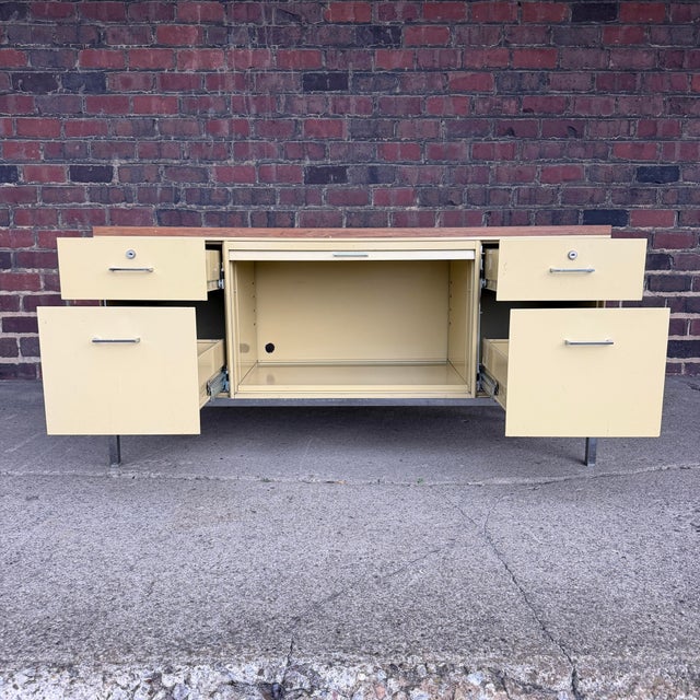 Mid-Century Modern Steelcase Mid Century Modern 4 Drawer Tanker Credenza With a Center Tambour Door For Sale - Image 3 of 12