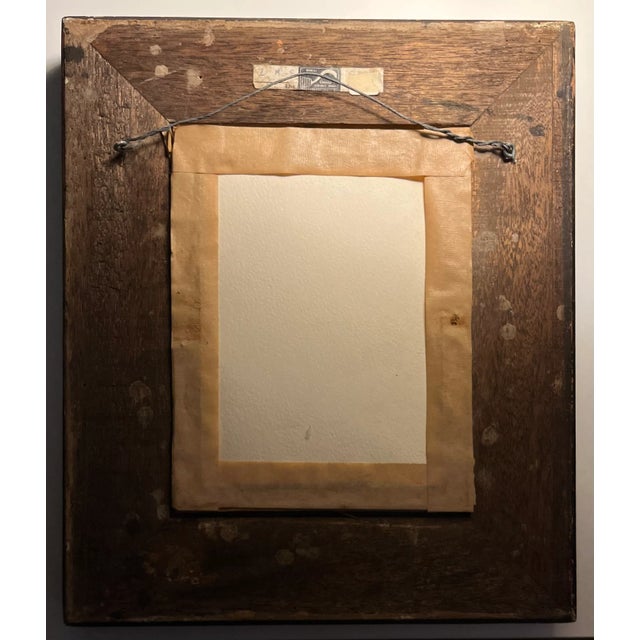 Mid-Century Modern French Watercolor Painting Portrait of an Actor in Fine Silver Gilt Wood Frame For Sale In New York - Image 6 of 7