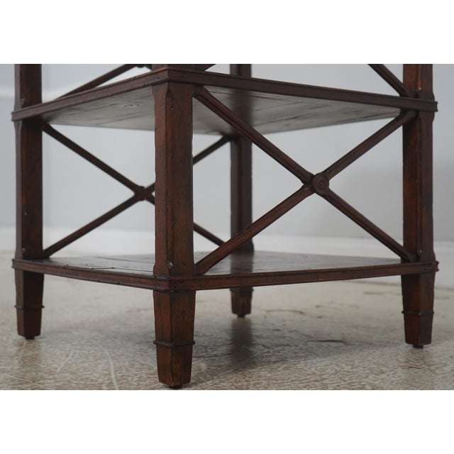 1980s Theodore Alexander Oak Castle Bromwich 3 Tier Lamp Table For Sale - Image 5 of 14