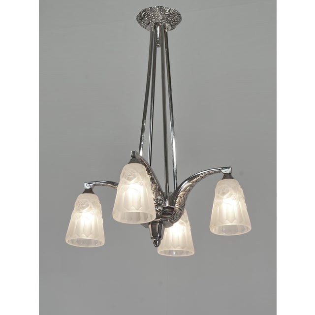 1930s French Art Deco Chandelier by Degue & Vandamme 1920s France For Sale - Image 5 of 13
