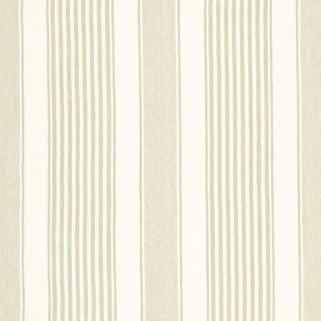 Schumacher Summerville Linen Stripe Fabric in Dune For Sale