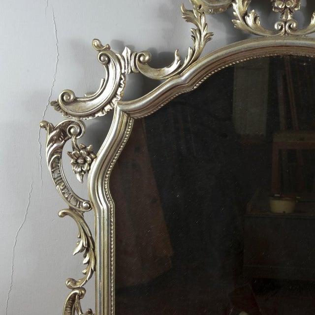 Large Vintage Italian Silver Carved Mirror in Neoclassical Style, 1960s For Sale - Image 18 of 18