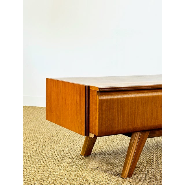 Wood Low Scandinavian Teak Sideboard with 3 Drawers and Splayed Legs, 1960 For Sale - Image 7 of 18