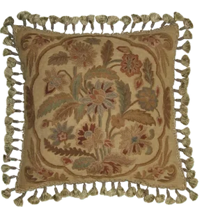 Hand-Embroidered Throw Pillow