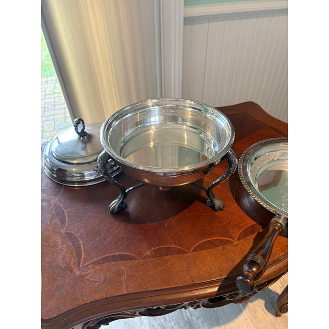 Silver Silver Buffet Chaffing Serving Dish Set For Sale - Image 8 of 8