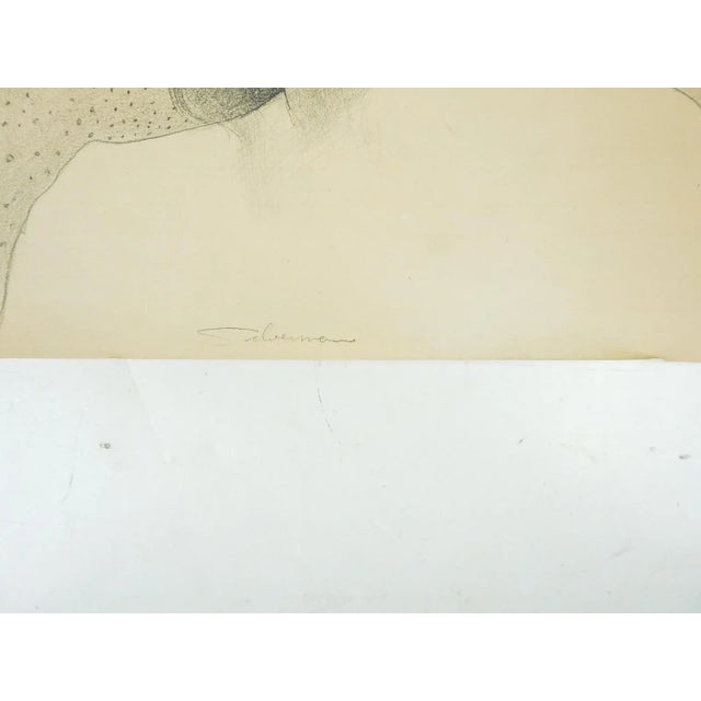 Vintage mid 20th century pencil on paper portrait drawing of woman with speckled background. Signed Silverman bottom edge....