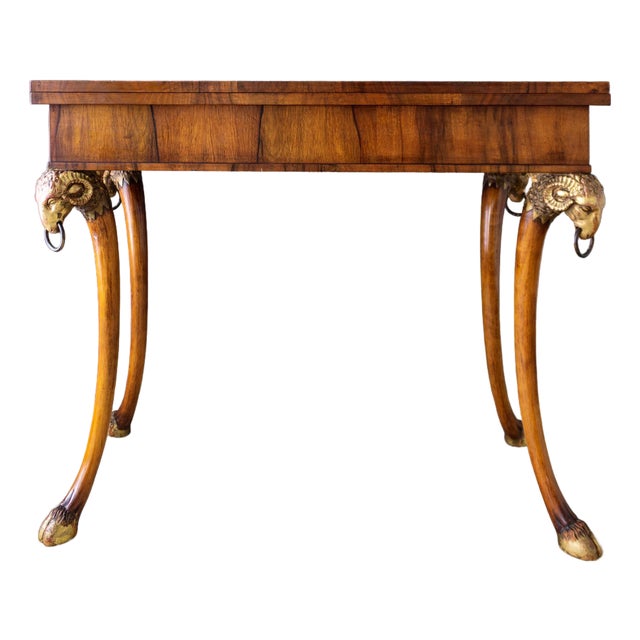 Giltwood Rams Head Hoofed Saber Leg Console Games Table For Sale