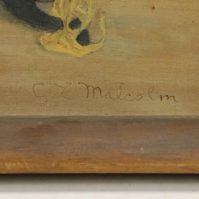 C. L. Malcolm (American 20th C.) 1940's Oil Painting of Young Girl and a Favorite Cat For Sale In New York - Image 6 of 9