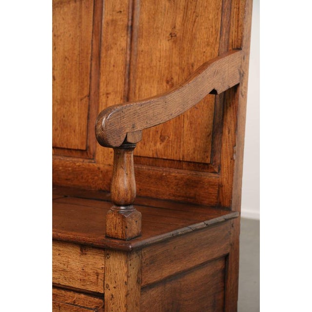 Antique English Oak Hall Bench with Storage Space For Sale - Image 15 of 18