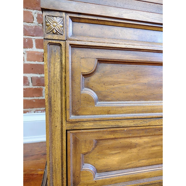 Vintage Chamberlain’s Two-Piece Walnut Display Cabinet With Lighting With Striped Interior For Sale - Image 11 of 14