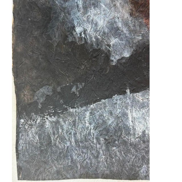 Sculpture Materials Mid 20th C. Color Saturated Mixed Media Abstract Floral Still Life on Fibrous Hand Made Paper c.1970 For Sale - Image 7 of 12