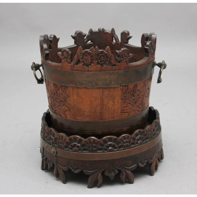 19th-Century Carved Oak Basket on Stand For Sale - Image 10 of 11