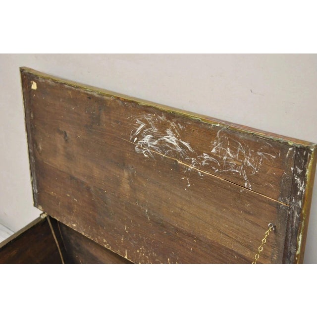 Antique English Victorian Brass Figural Repousse Coal Bin Storage Blanket Chest For Sale - Image 10 of 12