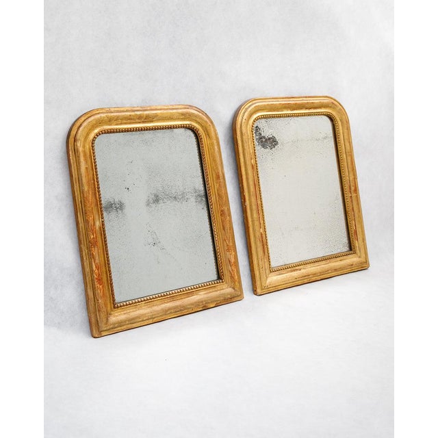 Small 19th Century French Gilt Rouge Louis Philippe Mirrors, Set of 2 For Sale - Image 10 of 14