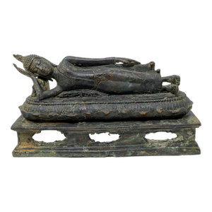 19th Century Thai Bronze Reclining Buddha Statue