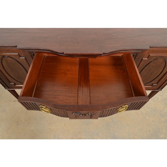 Wood Antique French Regency Louis XVI Carved Mahogany Sideboard or Bar Cabinet For Sale - Image 7 of 16