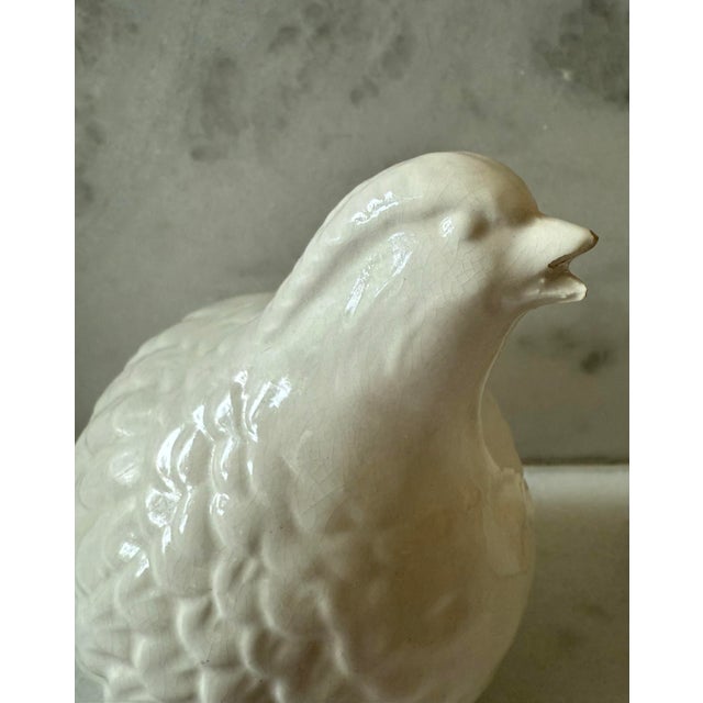 Ceramic Pair of Vintage White Porcelain Quail Figurines For Sale - Image 7 of 7