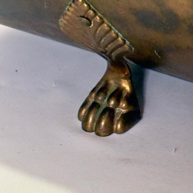 Mid 20th Century Mid 20th Century English Brass Coal Scuttle on Paw Feet For Sale - Image 5 of 12