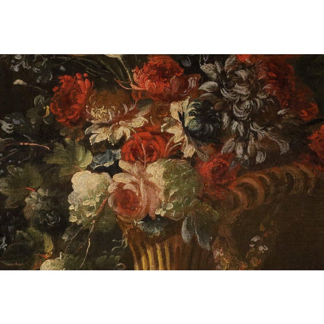 Francesco Lavagna, Pair of Still Lifes of Flowers Blackboard, 1720, Oil on Canvas For Sale - Image 10 of 16