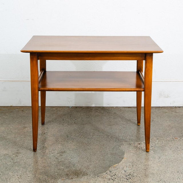 Beautiful vintage solid wood side table. Great compact size. Unsigned example. American design.