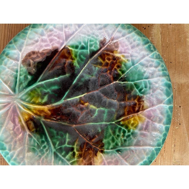 just arrive from England this beautiful Majolica Begonia Leaf Plate, by Adams & Bromley, C.1870-1880. This plate has a...