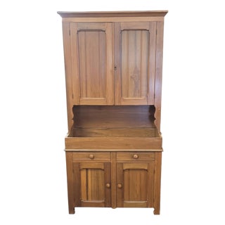 Antique Pine Primitive Farmhouse Blind Door Cupboard For Sale