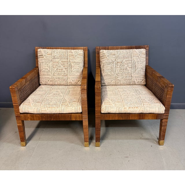 Wood Attributed to Billy Baldwin for Bielecky Brothers Rattan Game Table and Chairs, Set of 3 1970s For Sale - Image 7 of 18