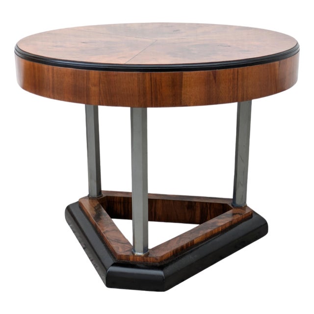 Art Deco Modernist Walnut & Chrome Table, C1930 For Sale