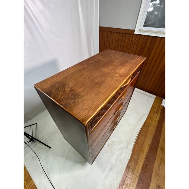 Wood Lane Perception Mid Century 5 Drawer Highboy Dresser For Sale - Image 7 of 12