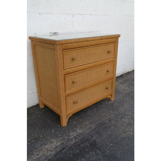 Lexington Hollywood Regency Woven Wicker Small Chest Large Nightstand 6135 For Sale - Image 10 of 14