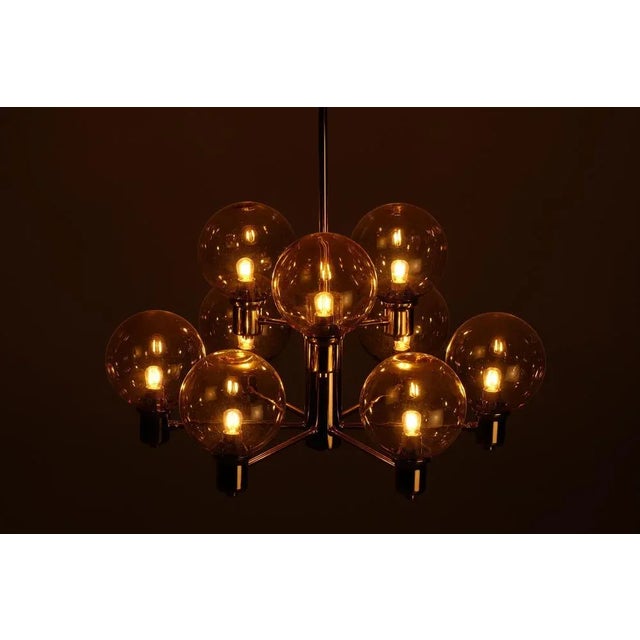 Gold Brass and Glass Chandelier, Sweden, 1960s For Sale - Image 8 of 10