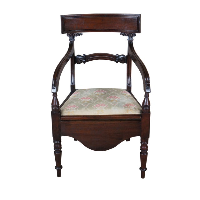 English Antique Early 19th C. English Regency Mahogany Commode Arm Chair For Sale - Image 3 of 18