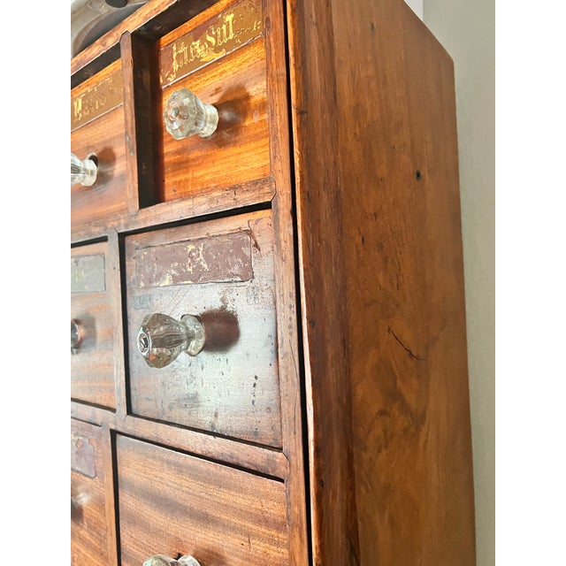 Late 19th Century Antique 19th Century Large English Apothecary Cabinet/Wall of Drawers For Sale - Image 5 of 10
