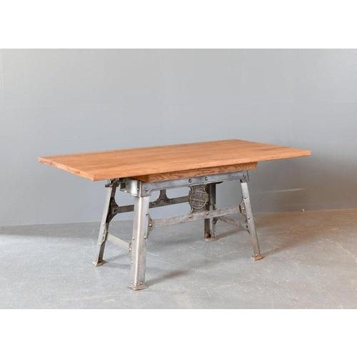Large Industrial Dining Table By H Mc-G and Co Ltd Circa 1920s - Cast iron base - Solid Oak top - English ~ 1920s...