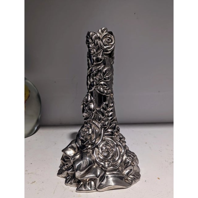 Contemporary International Silver Co. Candlestick Roses & Bow More Than 1 in Stock For Sale - Image 3 of 5