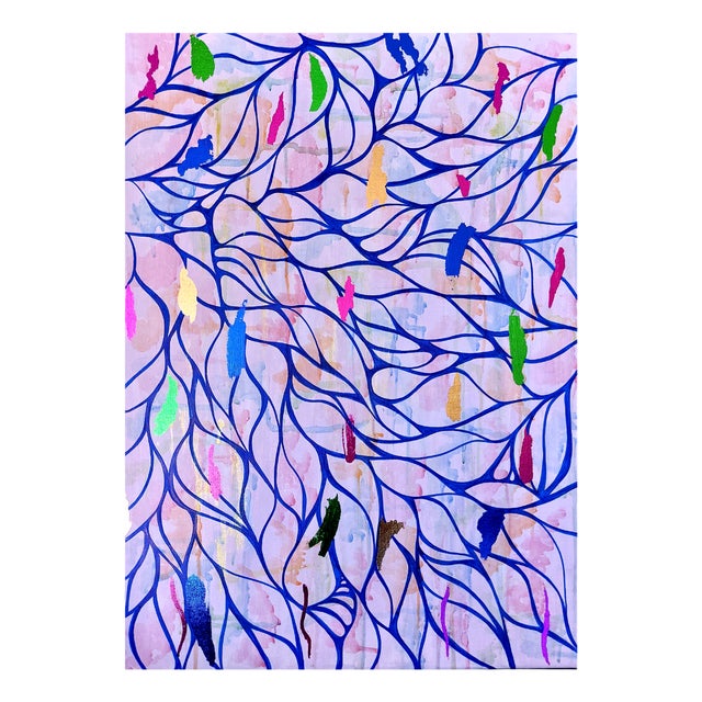 Priscilla Bilijam, Colorful Thoughts, 2025, Watercolor & Acrylic on Canvas For Sale