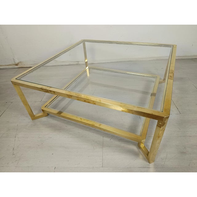 Modernist Golden Brass Coffee Table, 1970s For Sale - Image 4 of 17