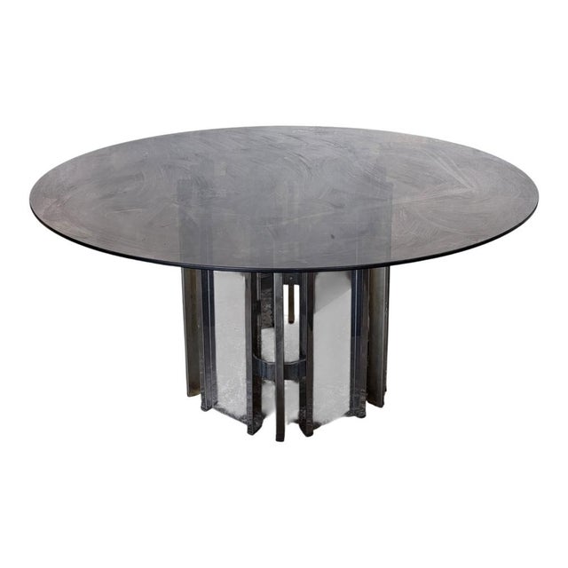Vintage Pieff Dining Table in Chrome and Smoked Glass, 1980s For Sale - Image 9 of 11