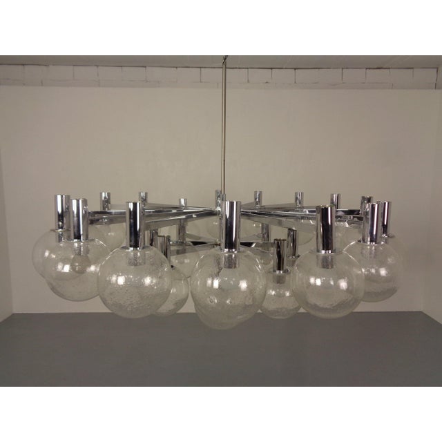 Large Chromed Spider Sputnik Lamp with 24 Handblownd Ice Glass Balls from Ott International, Germany, 1960s For Sale - Image 9 of 18