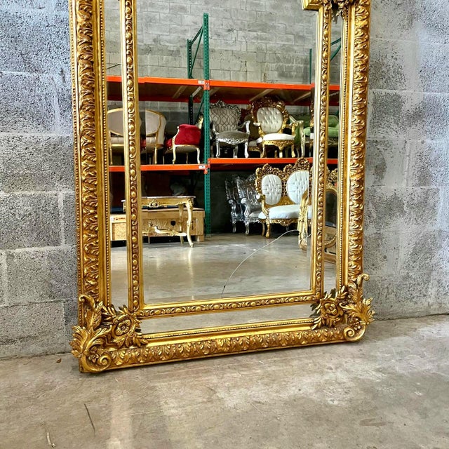2010s Rococo Floor Mirror – Gold Leaf Finish With Angel Carvings, 6.6 Ft Tall Statement Mirror For Sale - Image 5 of 9